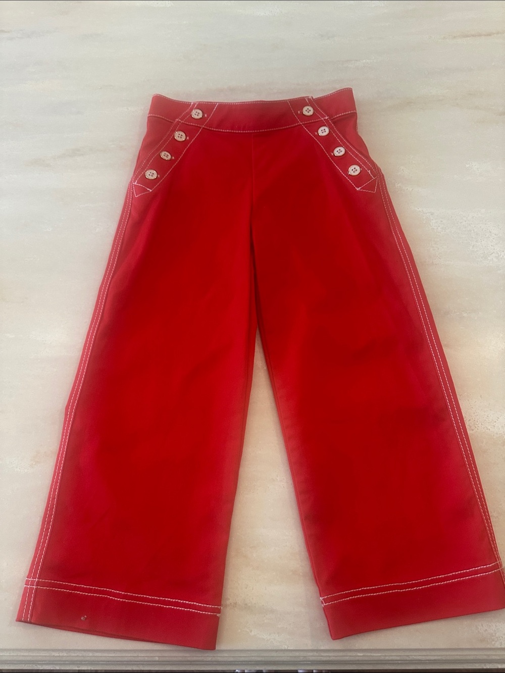 Kids Red Wide-Leg Kids Pants